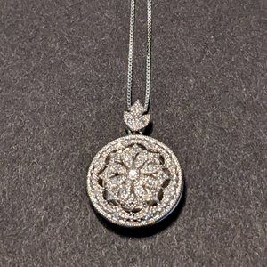 Snowflake Locket Necklace 1/10 ct tw Diamonds Sterling Silver